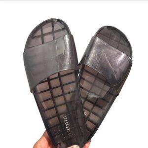 Forever 21 Black Jelly Slide Sandals Size 8.5